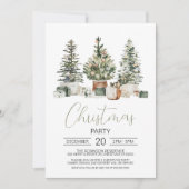 Kerstfeest Uitnodiging, Waterverf kerst Kaart (Voorkant)