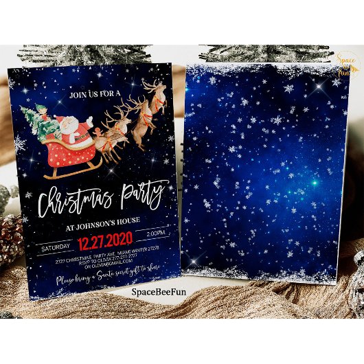 Kerstfeest uitnodiging Winter Santa Reindeer