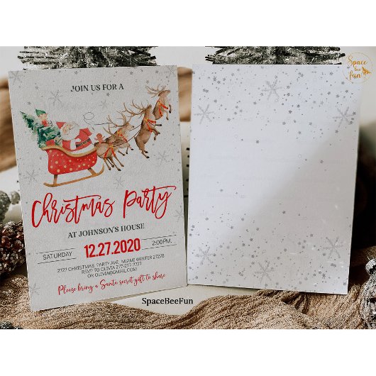 Kerstfeest uitnodiging Winter Santa Reindeer