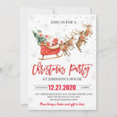 Kerstfeest uitnodiging Winter Santa Reindeer (Voorkant)