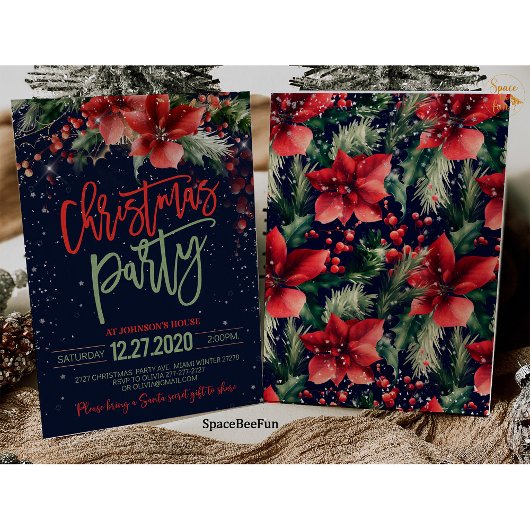 Kerstfeest uitnodiging Winter Winterberry