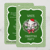 Kerstfeest Uitnodiging Witte Olifant (Voorkant / Achterkant)