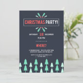 Kerstfeest Uitnodiging Zwart Met Bomen (Staand voorkant)