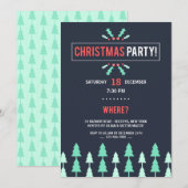 Kerstfeest Uitnodiging Zwart Met Bomen (Voorkant / Achterkant)