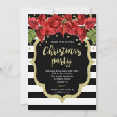 Kerstfeest uitnodiging zwart wit goud (Voorkant)