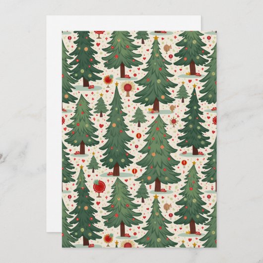 Kerstfeest uitnodigingen boom patroon (Voorkant / Achterkant)
