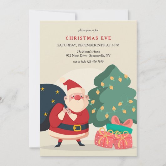 Kerstfeest Uitnodigingen Handgetekend (Voorkant)