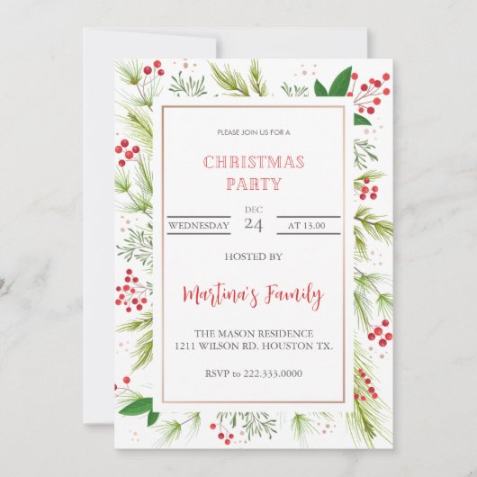 Kerstfeest Uitnodigingen Kerstfeest (Voorkant)