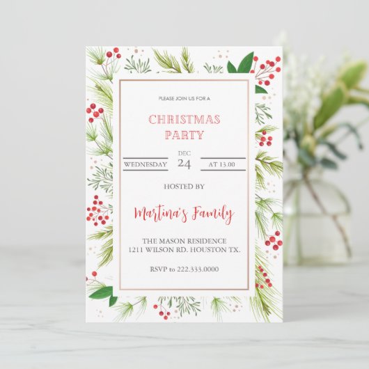 Kerstfeest Uitnodigingen Kerstfeest (Staand voorkant)