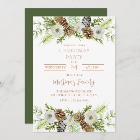 Kerstfeest Uitnodigingen Kerstfeest (Voorkant / Achterkant)