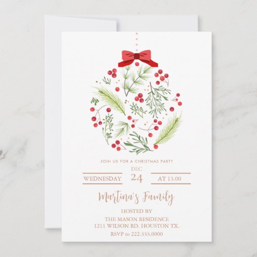 Kerstfeest uitnodigingen Kerstmis feestdag (Voorkant)