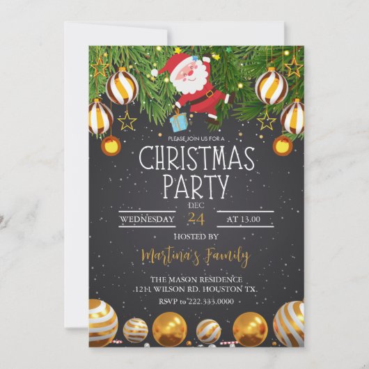 Kerstfeest Uitnodigingen Vakantie Party (Voorkant)