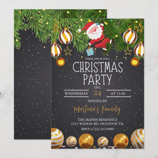 Kerstfeest Uitnodigingen Vakantie Party (Voorkant / Achterkant)