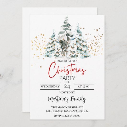 Kerstfeest Uitnodigingen Vakantie Party (Voorkant / Achterkant)