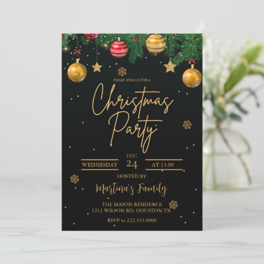 Kerstfeest Uitnodigingen Vakantie Party (Staand voorkant)