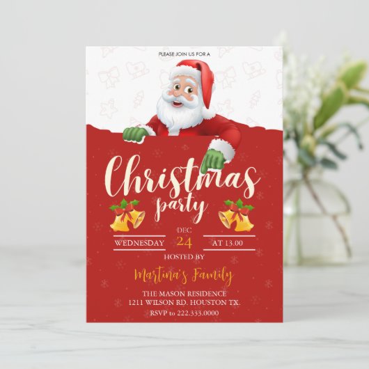 Kerstfeest Uitnodigingen Vakantie Party (Staand voorkant)