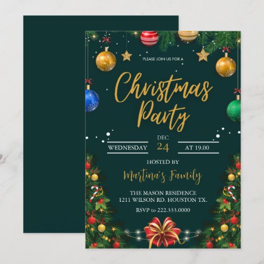 Kerstfeest Uitnodigingen Vakantie Party (Voorkant / Achterkant)