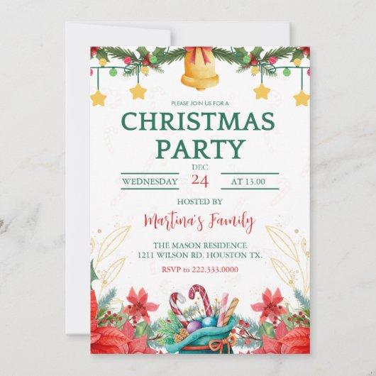 Kerstfeest Uitnodigingen Vakantie Party (Voorkant)