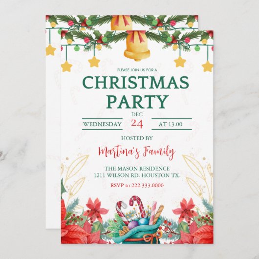 Kerstfeest Uitnodigingen Vakantie Party (Voorkant / Achterkant)