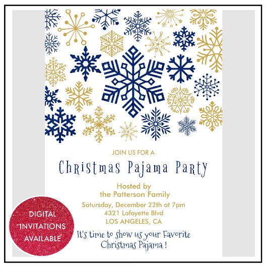 Kerstfeest uitnodigingen Winter pyjama