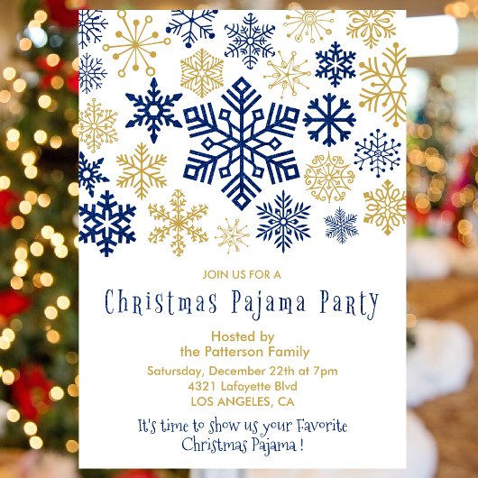 Kerstfeest uitnodigingen Winter pyjama