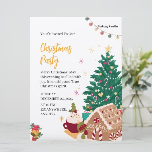 Kerstfeest Uitnodigingsbrief Kaart (Staand voorkant)