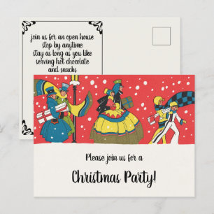 Kerstfeest uitnodigingskaart in vintage Victoriaan Briefkaart