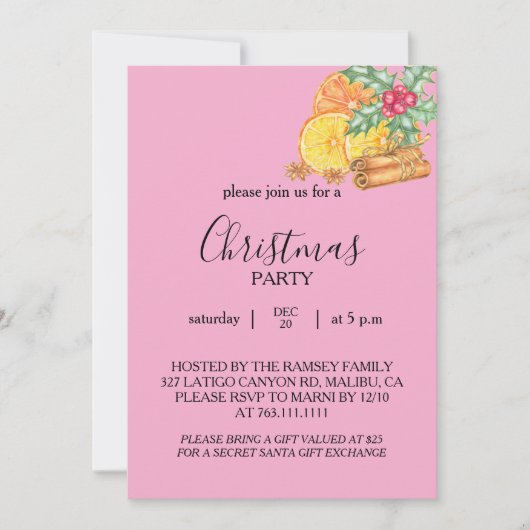 Kerstfeest Uitnodigingskaart Kaart (Voorkant)