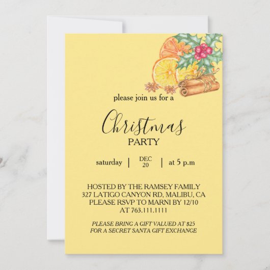 Kerstfeest Uitnodigingskaart Kaart (Voorkant)