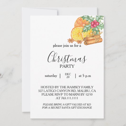 Kerstfeest Uitnodigingskaart Kaart (Voorkant)
