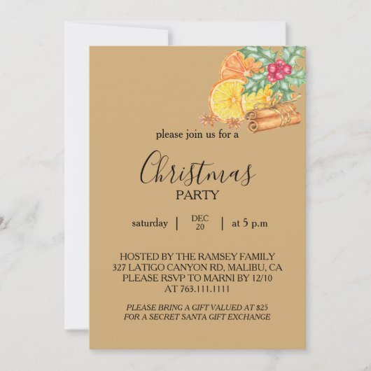 Kerstfeest Uitnodigingskaart Kaart (Voorkant)