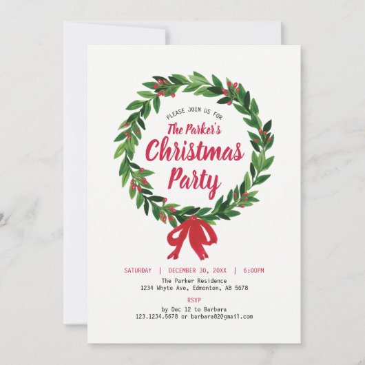 Kerstfeest Uitnodigingskaart Kaart (Voorkant)