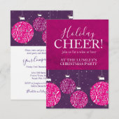 Kerstfeest vakantie bauble roze uitnodigingen (Voorkant / Achterkant)