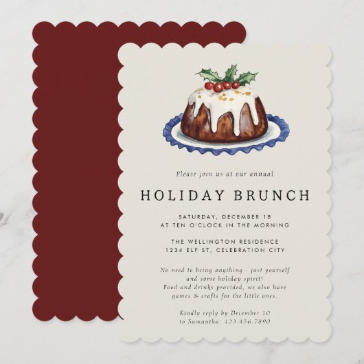 Kerstfeest Vakantie Bruiloft Kerst Brunch Kaart (Voorkant / Achterkant)
