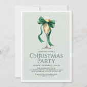 Kerstfeest Vakantie Cocktail Green Bow Modern Kaart (Voorkant)