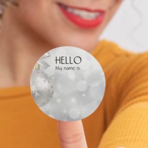 Kerstfeest Vakantie Hallo Naam Badge Speldje Ronde Sticker