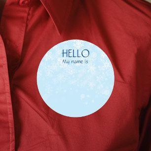 Kerstfeest Vakantie Hallo Naamlabel Sneeuwvlok Ronde Sticker