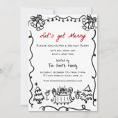 Kerstfeest Vakantie Hand getekend Funky handschrif Kaart (Voorkant)