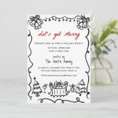 Kerstfeest Vakantie Hand getekend Funky handschrif Kaart (Staand voorkant)