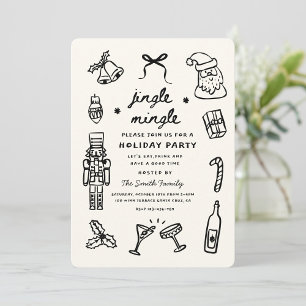 Kerstfeest Vakantie Hand Getekende Funky Handgesch Kaart