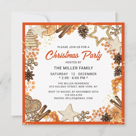 Kerstfeest Vakantie Rustieke Citroen Sinaasappel Kaart (Voorkant)