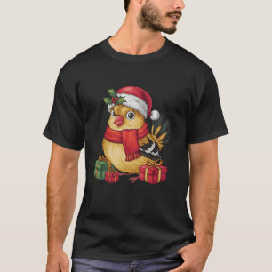Kerstfeest vakantie Santa American Goldfinch Bird  T-shirt