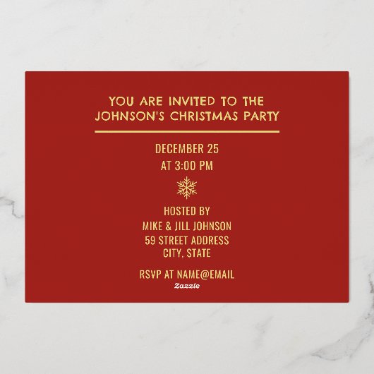 Kerstfeest Vakantie Snowflake Uitnodiging (Achterkant)