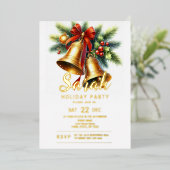 Kerstfeest van Bells Folie Uitnodiging (Staand Voorkant)