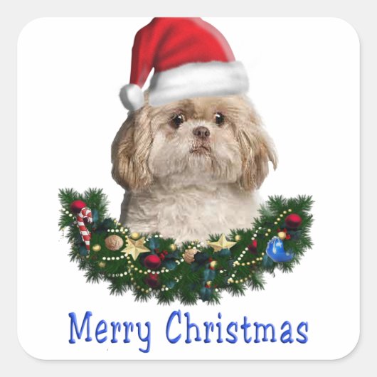 Kerstfeest van de dieren vierkante sticker (Voorkant)