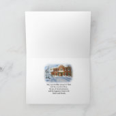 Kerstfeest van de dochter, besneeuwde thuisscène feestdagen kaart (Binnen)