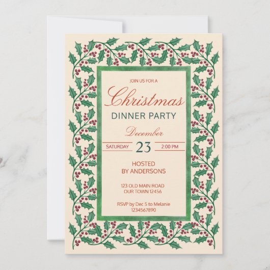 Kerstfeest van de heilige bessen kaart (Voorkant)