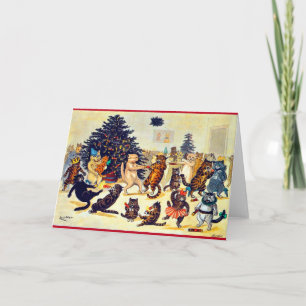 Kerstfeest van de katten, Louis Wain Feestdagen Kaart
