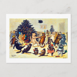 Kerstfeest van de katten, Louis Wain Feestdagenkaart