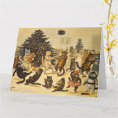 Kerstfeest van de katten - Louis Wain Kaart (Gele Bloem)